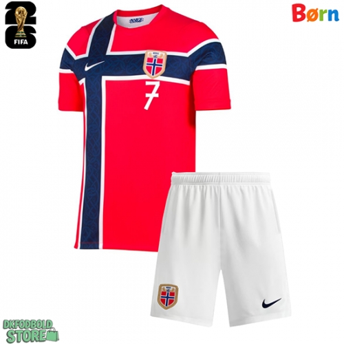 Norge Alexander Sorloth #7 Replika Babytøj Hjemmebanesæt Børn VM 2026 Kortærmet (+ Korte bukser)